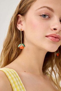 Pendientes largos naranjas