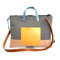 Bandolera rectangular gris y amarillo