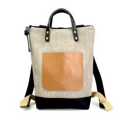 Mochila mini gris y marron