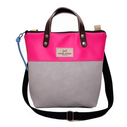 Bolso bandolera rosa y gris