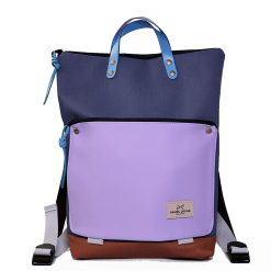 Mochila rectangular lila navy