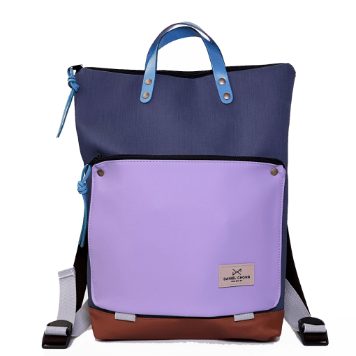 Mochila rectangular lila navy