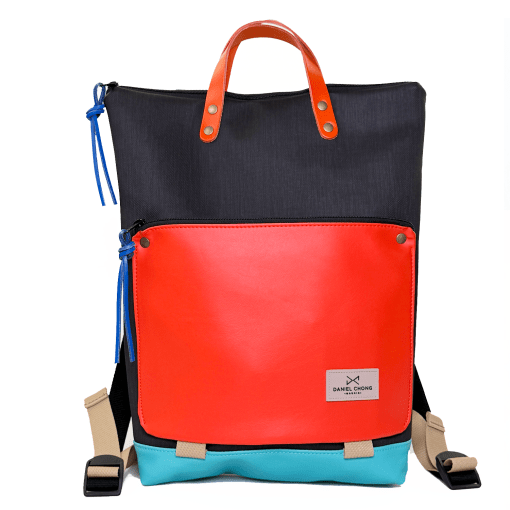 Mochila rectangular negro y rojo