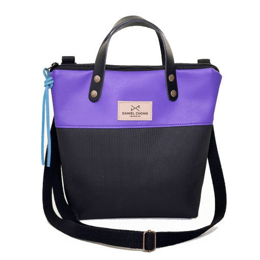 Bolso bandolera lila y negro