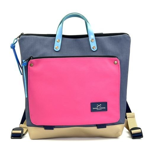 Mochila cuadrada marino y rosa