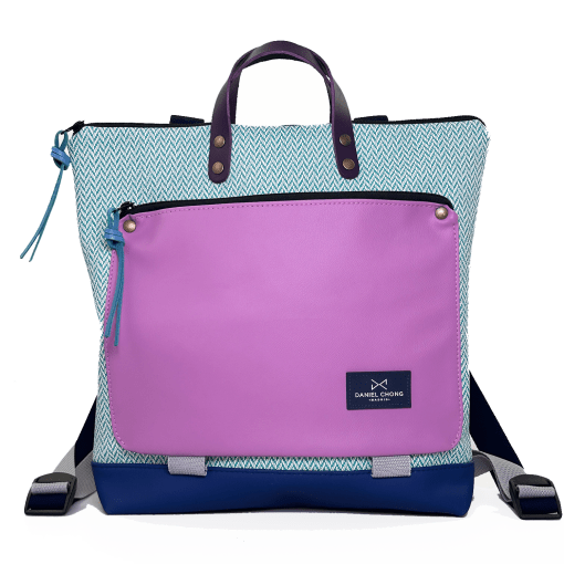 Mochila cuadrada espiga celeste y marino