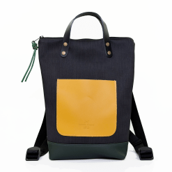 Mochila mini negra y mostaza