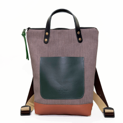 Mochila mini gris y marrón