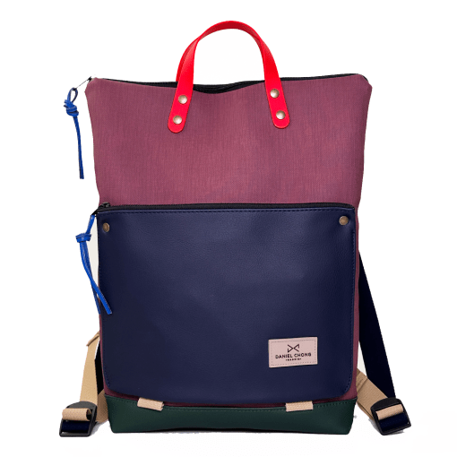 Mochila rectangular granate y navy