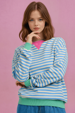 Sudadera de rayas con detalles de color