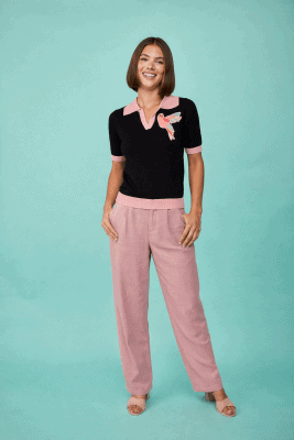 Pantalón pinzas rosa