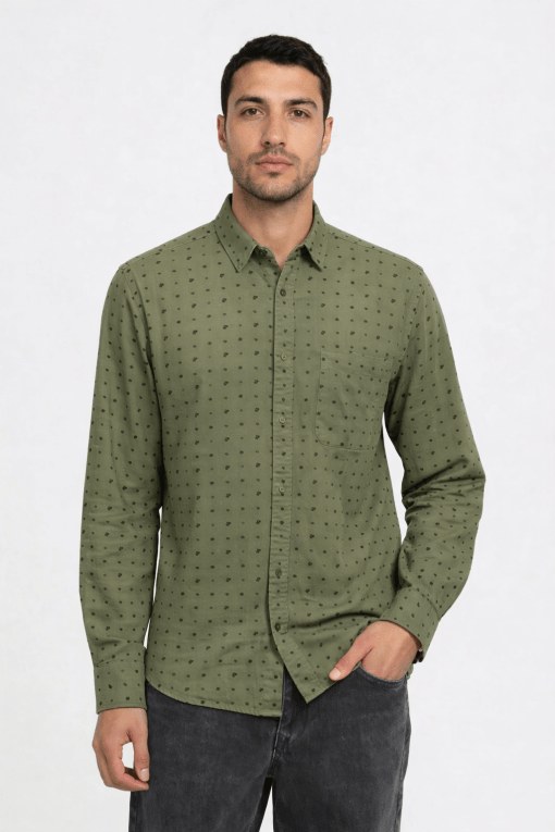 Camisa verde flores hombre