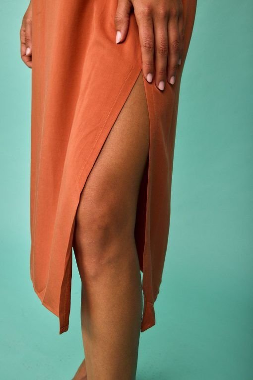 Vestido midi color teja sin mangas - Imagen 2