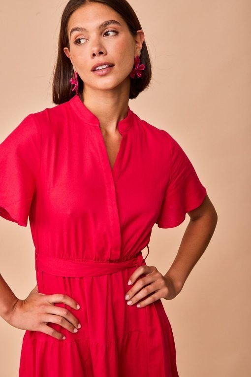 Vestido midi vuelo rojo - Imagen 3