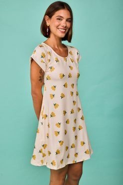 Vestido corto flores amarillas