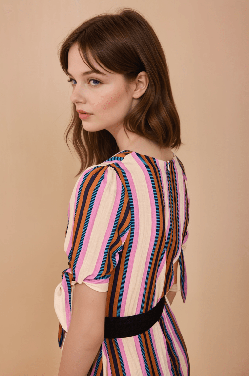 Vestido largo de rayas multicolor - Imagen 3