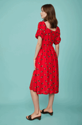 Alternative view of Vestido midi rojo perros