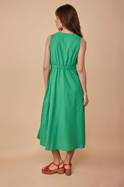 Vestido midi verde sin mangas - Imagen 2