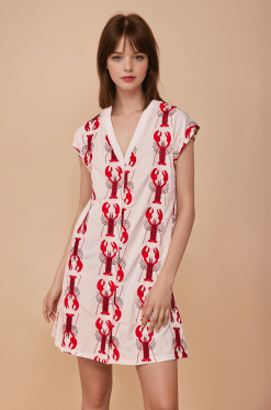 Vestido corto langostas bordadas