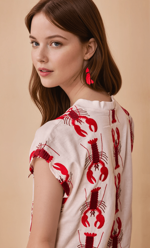 Vestido corto langostas bordadas - Imagen 3