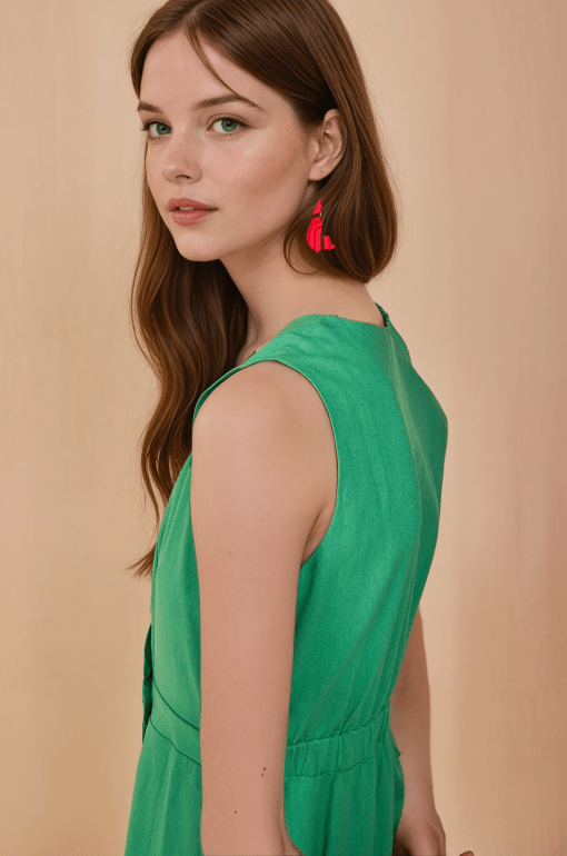 Vestido midi verde sin mangas - Imagen 5