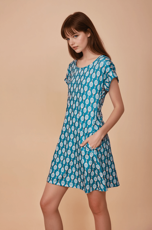 Vestido corto azul raquetas - Imagen 5