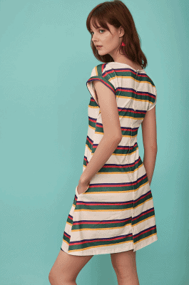 Vestido corto de rayas multicolor