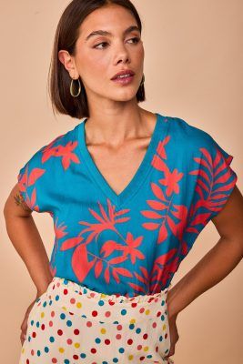 Alternative view of Blusa turquesa hojas