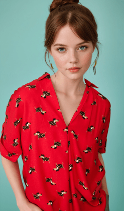 Blusa roja perros