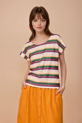 Alternative view of Blusa manga corta rayas multicolor