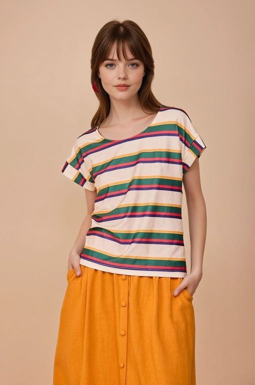 Blusa manga corta rayas multicolor - Imagen 2