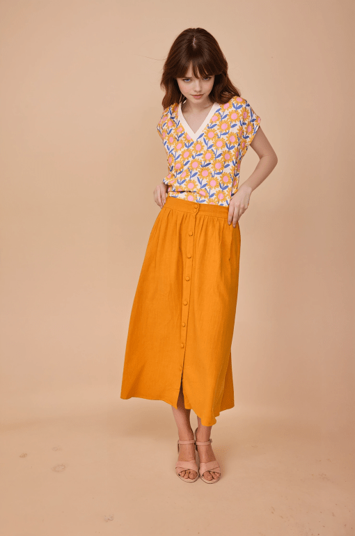 Falda midi mostaza - Imagen 3