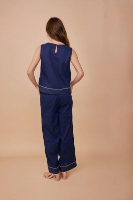 Alternative view of Pantalón fluido azul marino