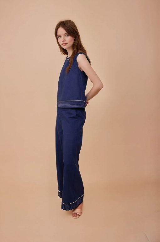 Pantalón fluido azul marino - Imagen 3