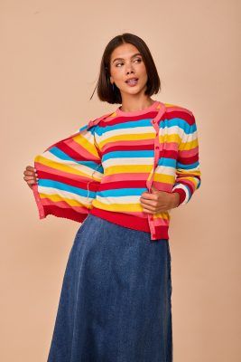 Alternative view of Chaqueta de punto rayas multicolor