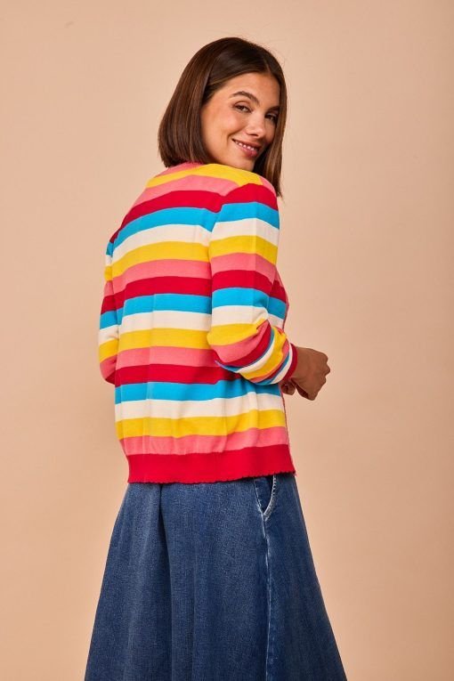 Chaqueta de punto rayas multicolor - Imagen 3