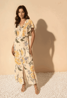 Alternative view of Vestido largo flores crudo