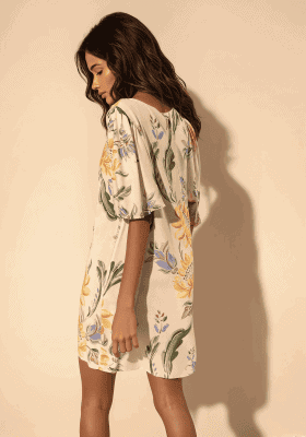 Alternative view of Vestido corto flores amarillas