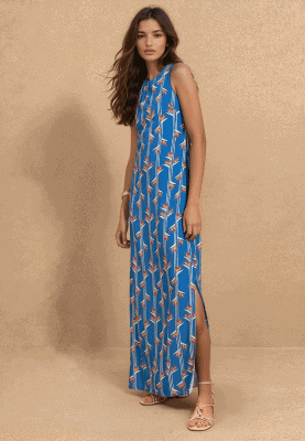 Alternative view of Vestido espalda cruzada azulón floral