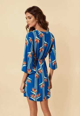 Alternative view of Vestido corto azulón floral