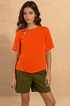 Blusa Florencia frunce naranja