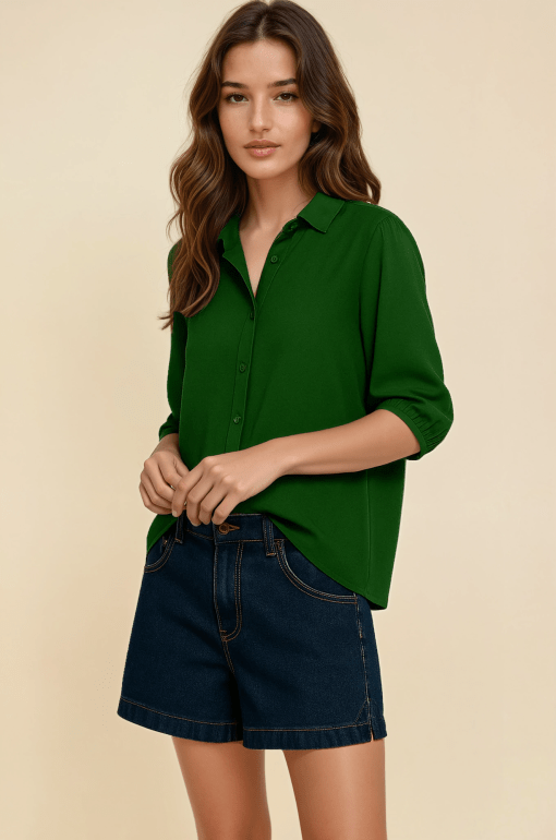 Camisa camisera verde - Imagen 2