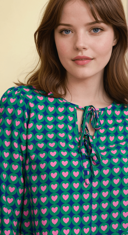 Camisa estampada de corazones con volante - Imagen 2