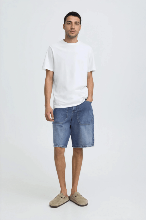 Bermuda denim recta hombre