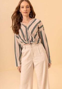 Camisa lino rayas verdes