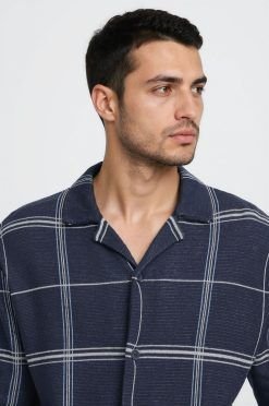 Camisa cuadros marino hombre
