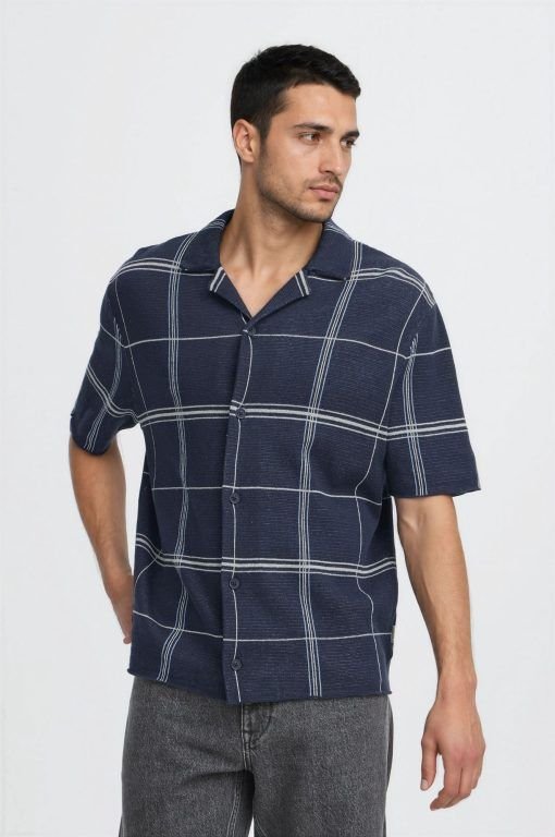 Camisa cuadros marino hombre - Imagen 4