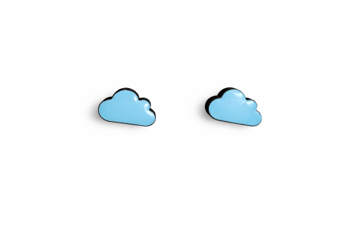 Pendientes nubes mini madera