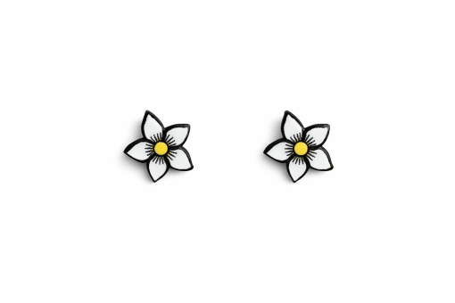 Pendientes flor blanca mini madera