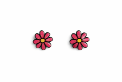 Pendientes flor rosa mini madera